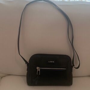 Lodis Black Leather Crossbody